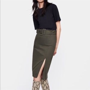 Zara Midi Olive & Black Shift Dress